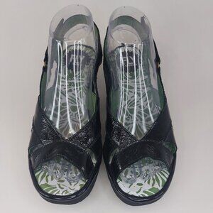 Fly London Yisa Black Patent Leather Wedge Sandal Women's EUR 37